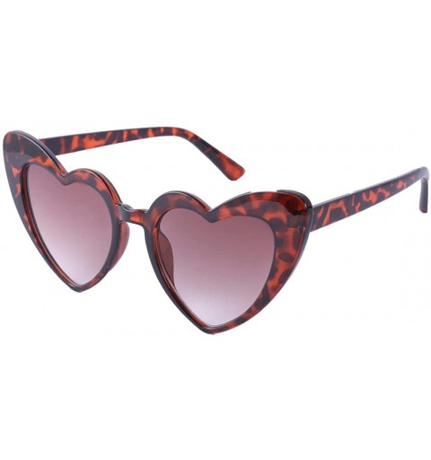Cat Eye Heart Sunglasses Retro Cat Eye Mod Style Vintage Kurt Cobain Glasses - Leopard Frame/ Brown Lens - CC18Z9588GG $11.05