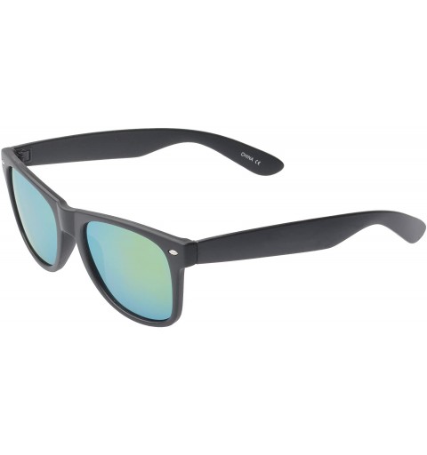 Round Retro Square Fashion Sunglasses in Black Frame Blue Lenses - Light Green - CU11OJZAWVZ $12.40