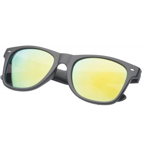 Round Retro Square Fashion Sunglasses in Black Frame Blue Lenses - Light Green - CU11OJZAWVZ $12.40
