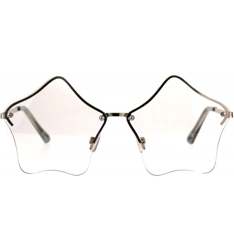 Oversized Star Shape Sunglasses Glasses Cute Stars Lens Half Rimless Frame UV 400 - Clear - CS180R9KHKY $10.60