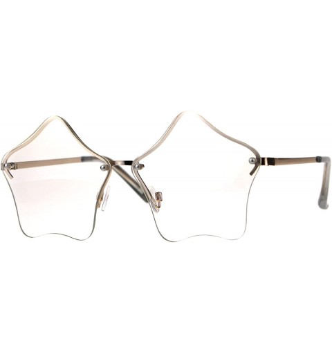 Oversized Star Shape Sunglasses Glasses Cute Stars Lens Half Rimless Frame UV 400 - Clear - CS180R9KHKY $18.37