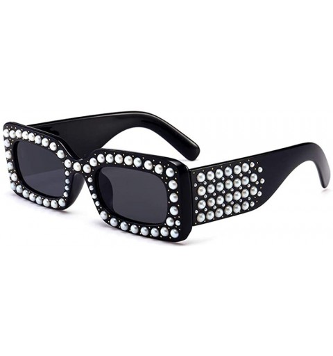 Rectangular Square drill Sunglasses Street frame - C1 Black Frame Gray Sheet - CD18W47DE0H $17.13