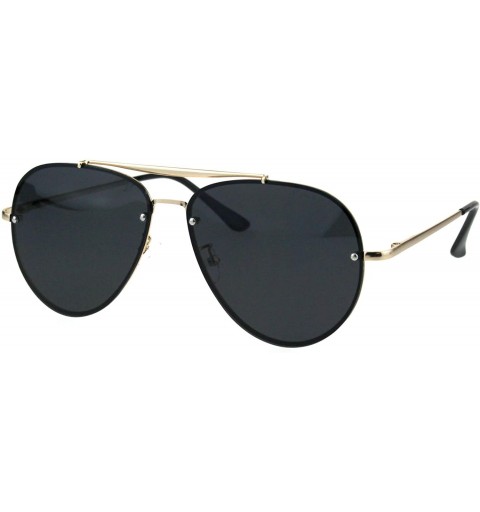 Aviator Polarized Lens Aviator Sunglasses Unisex Metal Top Bar Light Frame - Gold (Black) - CN18QDUSS8E $11.27