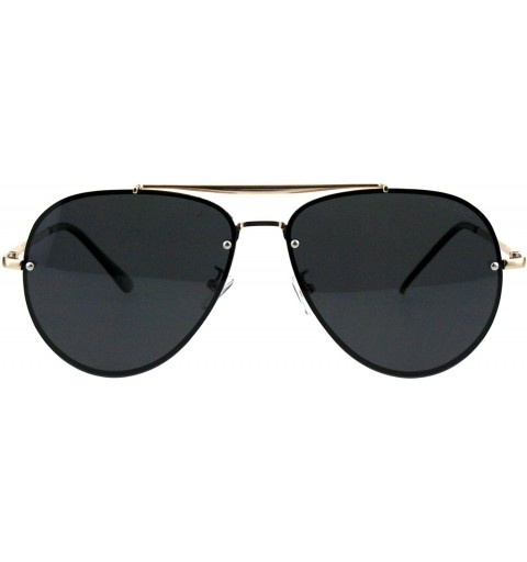 Aviator Polarized Lens Aviator Sunglasses Unisex Metal Top Bar Light Frame - Gold (Black) - CN18QDUSS8E $11.27