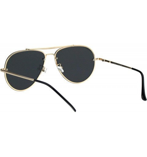 Aviator Polarized Lens Aviator Sunglasses Unisex Metal Top Bar Light Frame - Gold (Black) - CN18QDUSS8E $11.27