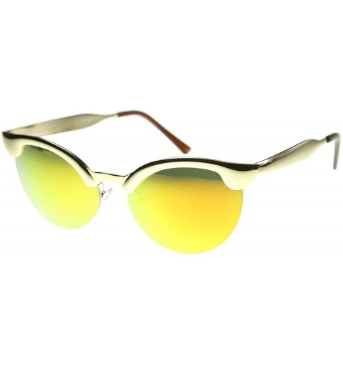 Semi-rimless Womens Semi-Rimless Cateye Flash Mirror Color Sunglasses - Gold Fire - CW11V49LYXP $15.02