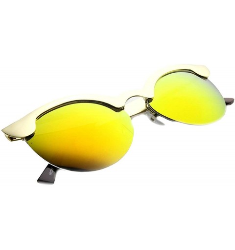 Semi-rimless Womens Semi-Rimless Cateye Flash Mirror Color Sunglasses - Gold Fire - CW11V49LYXP $15.02