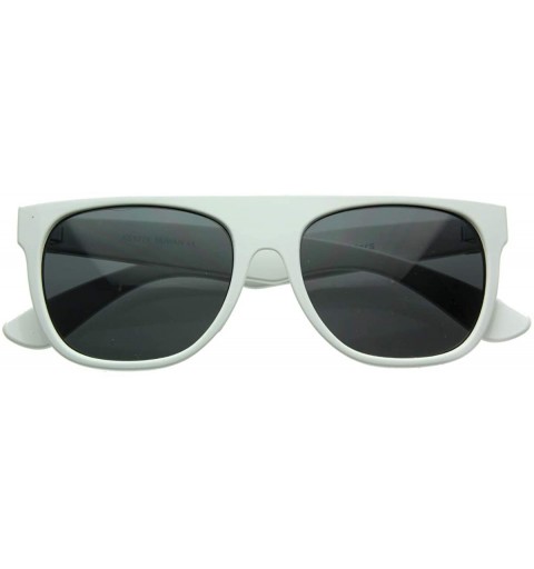 Wrap Modern Retro Flat-Top Aviator Style Sunglasses Super Flat Clean Shades (White) - C0116Q2KXL9 $23.33