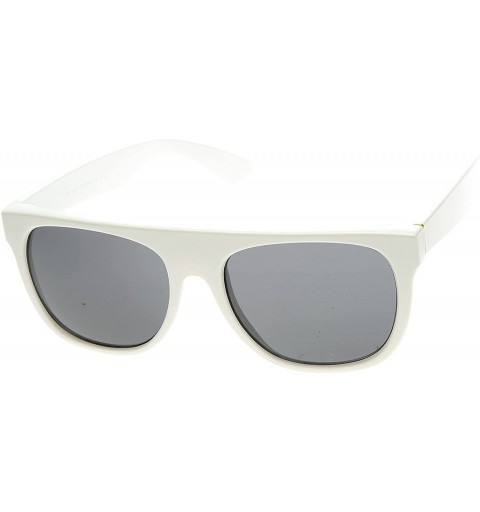 Wrap Modern Retro Flat-Top Aviator Style Sunglasses Super Flat Clean Shades (White) - C0116Q2KXL9 $11.80