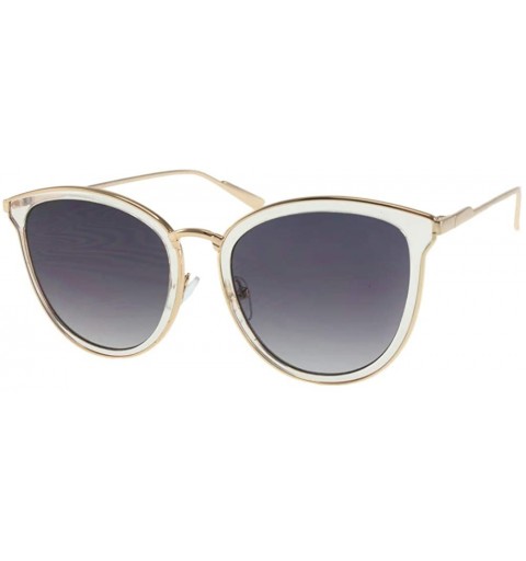 Square Luxury Metal Frame Cateye Sunglasses Includes Microfiber Pouch - Clear / Smoke - CQ196QWSTRS $13.88