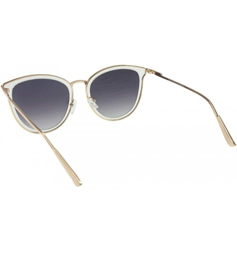 Square Luxury Metal Frame Cateye Sunglasses Includes Microfiber Pouch - Clear / Smoke - CQ196QWSTRS $13.88