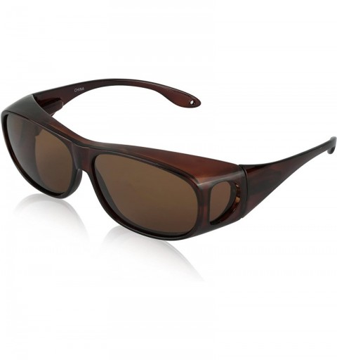 Rectangular Fitover Sunglasses Polarized Lens Cover Wear Over Prescription Glasses - Brown - C8180W2KD98 $9.13