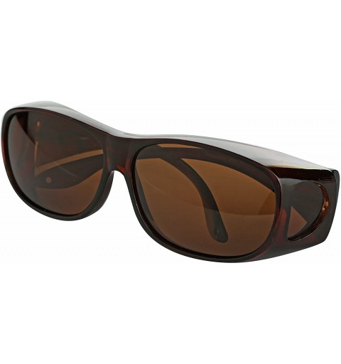 Rectangular Fitover Sunglasses Polarized Lens Cover Wear Over Prescription Glasses - Brown - C8180W2KD98 $9.13