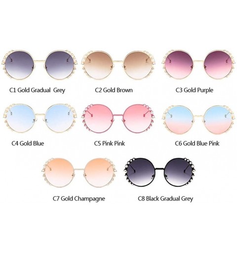 Round Women Round Sunglasses Pearl Sun Glasses Fashion Alloy Frame Eyewear Female Shades UV400 - C3gold Purple - CD199ONMC2O ...