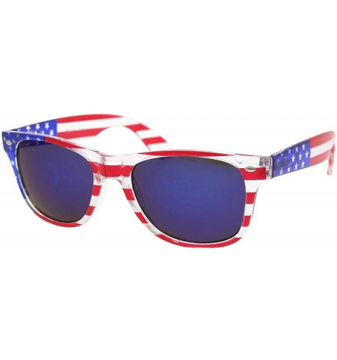 Aviator American Flag Sunglasses Classic USA Large Adult Size UV400 - Blue Mirror - CC11YY2HGH7 $9.88