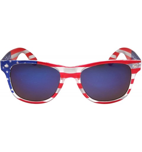 Aviator American Flag Sunglasses Classic USA Large Adult Size UV400 - Blue Mirror - CC11YY2HGH7 $9.88