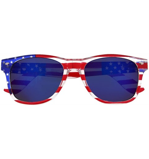 Aviator American Flag Sunglasses Classic USA Large Adult Size UV400 - Blue Mirror - CC11YY2HGH7 $9.88