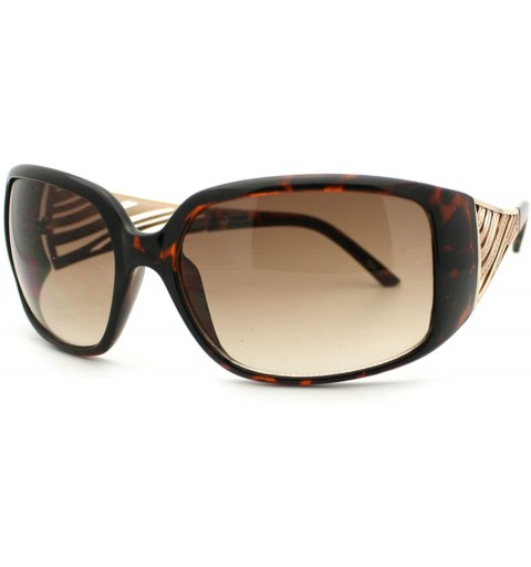 Rectangular Womens Diva Jewel Temple Thick Plastic Warp Large Fashion Sunglasses - Tortoise - CL11PWJEYL7 $8.81