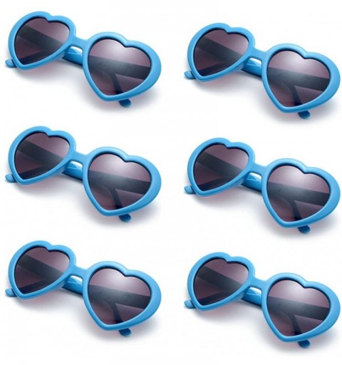 Rimless 6 Neon Colors Heart Shape Party Favors Sunglasses - Multi Packs - 6-pack Blue - CX18DZE7IZ3 $10.75