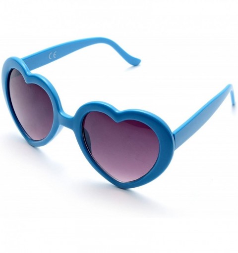 Rimless 6 Neon Colors Heart Shape Party Favors Sunglasses - Multi Packs - 6-pack Blue - CX18DZE7IZ3 $10.75