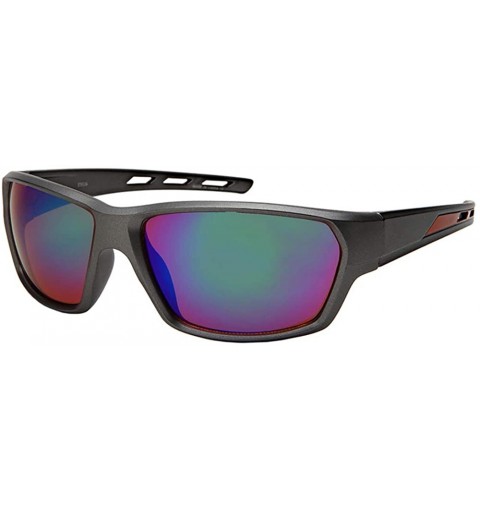 Wrap Wrap Style Sport Sunglasses Men Women Mirrored Lens 570116MT - Matte Grey Frame/Green Mirrored Lens - CA18LCTZT22 $18.25
