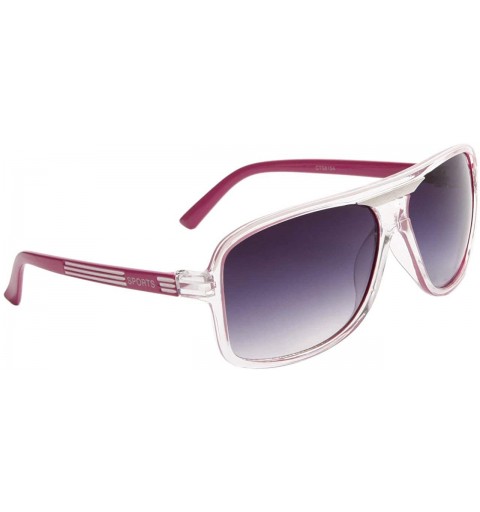 Aviator Sport Aviator Style Sunglasses w/Accent Lines & Gradient Lens - Pink - CS11NARYPYN $20.85