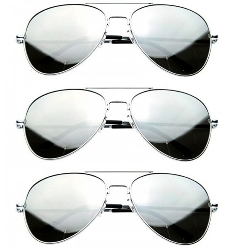 Aviator Silver Aviator Sunglasses Mirror Lens Silver Metal Frame - CW11K0VEMZF $10.87