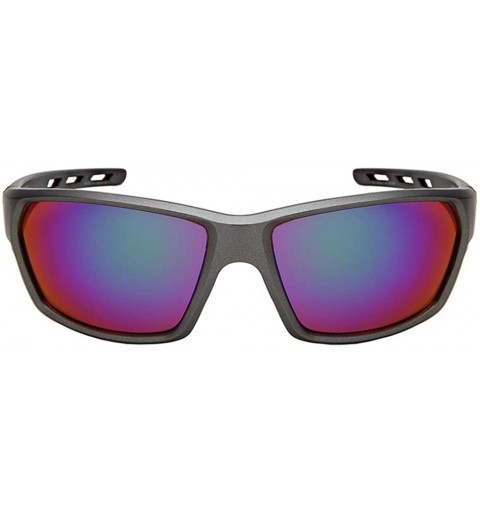 Wrap Wrap Style Sport Sunglasses Men Women Mirrored Lens 570116MT - Matte Grey Frame/Green Mirrored Lens - CA18LCTZT22 $9.01