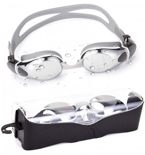 Goggle Swim Goggles Anti-Fog UV Protection Adjustable Strap Swim Glasses Adult - Silver - CG18SODM2RM $10.45