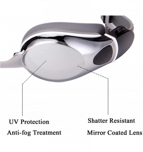 Goggle Swim Goggles Anti-Fog UV Protection Adjustable Strap Swim Glasses Adult - Silver - CG18SODM2RM $10.45
