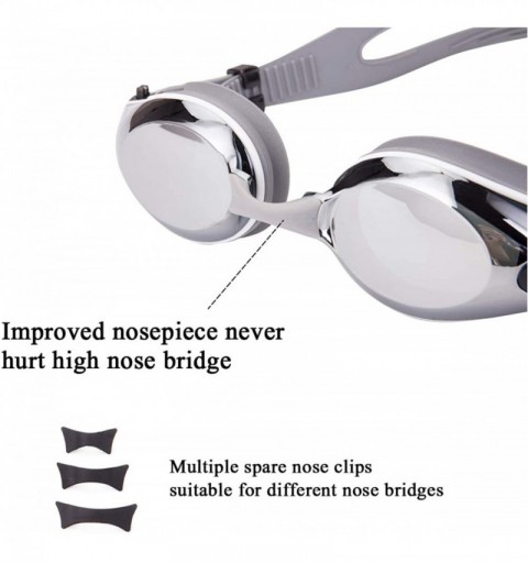 Goggle Swim Goggles Anti-Fog UV Protection Adjustable Strap Swim Glasses Adult - Silver - CG18SODM2RM $10.45