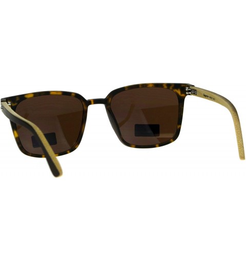 Square Real Bamboo Wood Temple Sunglasses Unisex Square Fashion Shades UV 400 - Matte Tortoise (Brown) - CL18G3OIOEO $14.19
