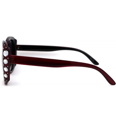 Butterfly Womens Large Rhinestone Jewel Trim Butterfly Diva Sunglasses - Red Smoke - CC19624LU7K $13.71