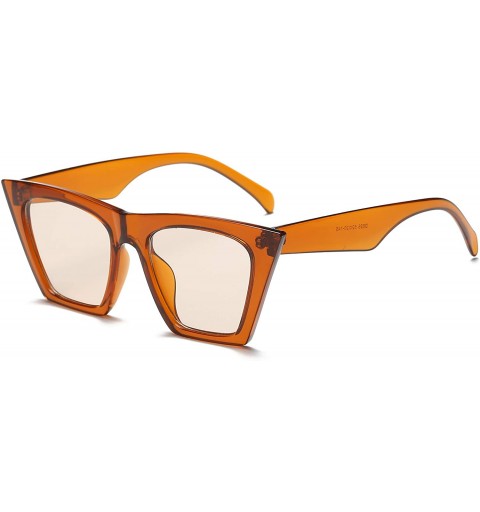 Square Women Vintage Cateye Sunglasses Square Lens UV400 - Brown - CO18ZXOZMYU $10.61
