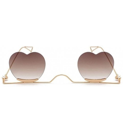 Cat Eye Heart Sharp Sunglasses for Women Rimless Cat Eye Sun Glasses Shades - Gold Tea - CS1906DY38T $12.47