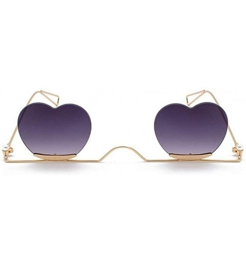 Cat Eye Heart Sharp Sunglasses for Women Rimless Cat Eye Sun Glasses Shades - Gold Tea - CS1906DY38T $12.47