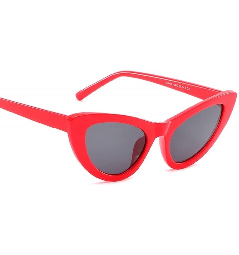 Oversized Classic Retro Designer Style Cat Eye Sunglasses for Unisex PC AC UV 400 Protection Sunglasses - Red Grey - C118T2U6...