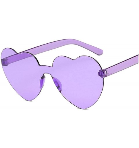 Round Love Heart Sunglasses Women New Fashion Cute Sexy Retro Cat Eye Vintage Cheap Sun Glasses Red Female - Purple - C7198ZT...