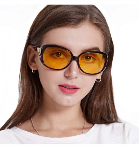 Square Oversized Night-driving Glasses for Women - Polarized Lens Stylish-Safety Nighttime/Rainy/Cloudy - CN1808NOY3N $41.26