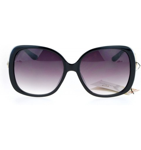 Oversized Womens Oversized Rhinestone Bling Arm Diva Butterfly Sunglasses - Black Smoke - CP12NT16GZQ $12.73