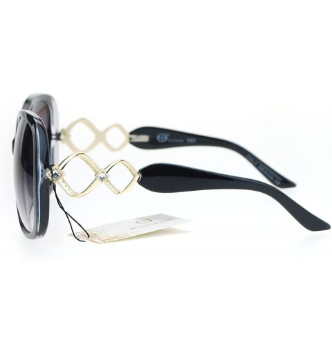Oversized Womens Oversized Rhinestone Bling Arm Diva Butterfly Sunglasses - Black Smoke - CP12NT16GZQ $12.73
