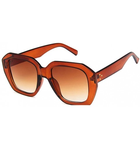 Square Unisex Sunglasses Fashion Bright Black Grey Drive Holiday Square Non-Polarized UV400 - Brown - CL18RKH26W2 $11.81