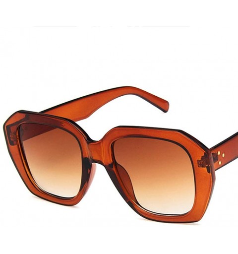 Square Unisex Sunglasses Fashion Bright Black Grey Drive Holiday Square Non-Polarized UV400 - Brown - CL18RKH26W2 $11.81