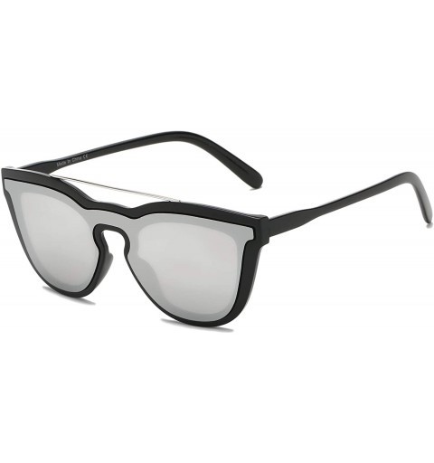 Goggle Classic Round Brow-Bar Fashion Sunglasses - Grey - CL18WU8R59L $42.69
