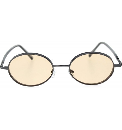 Oval Mens Oval Round Retro Ironic Dad Shade Luxury Sunglasses - Gunmetal Peach - CN18T44YCGU $10.52