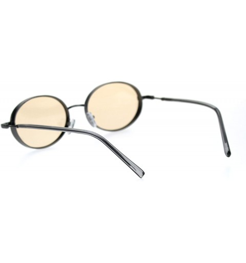 Oval Mens Oval Round Retro Ironic Dad Shade Luxury Sunglasses - Gunmetal Peach - CN18T44YCGU $10.52