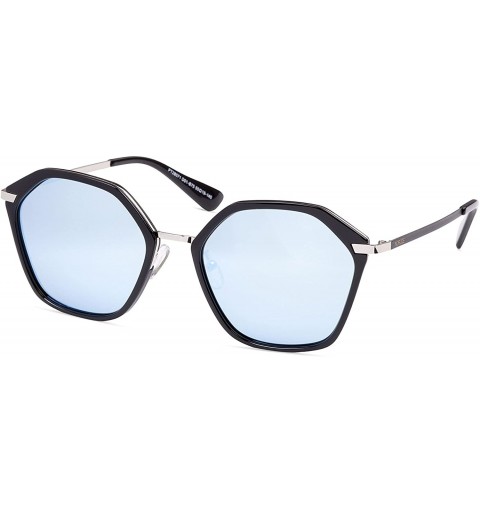 Square Women Sunglasses Polarized Retro Summer Shades - Blue Mirror 01-75 - C018EDI57ME $20.91