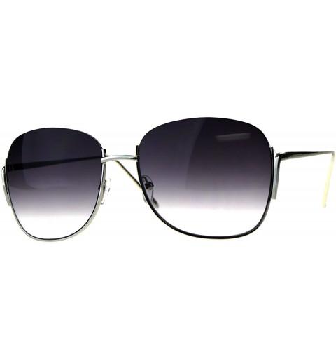 Rimless Womens Crop Top Exposed Lens Rectangular Metal Rim Sunglasses - Smoke - CT18D496O98 $14.99