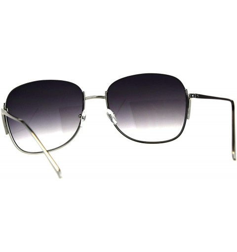 Rimless Womens Crop Top Exposed Lens Rectangular Metal Rim Sunglasses - Smoke - CT18D496O98 $14.99