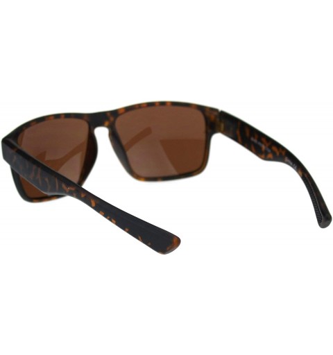 Sport Mens Sport Keyhole Rectangle Horn Rim Plastic Minimal Sunglasses - Matte Tortoise Brown - CD18QU7N884 $12.94